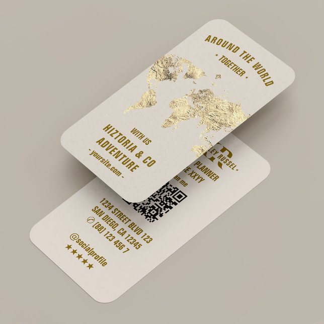 Carte De Visite Travel Planner Adventure World Map Tour Sable (Travel Planner Adventure World Map Tour Sand Business Card
)