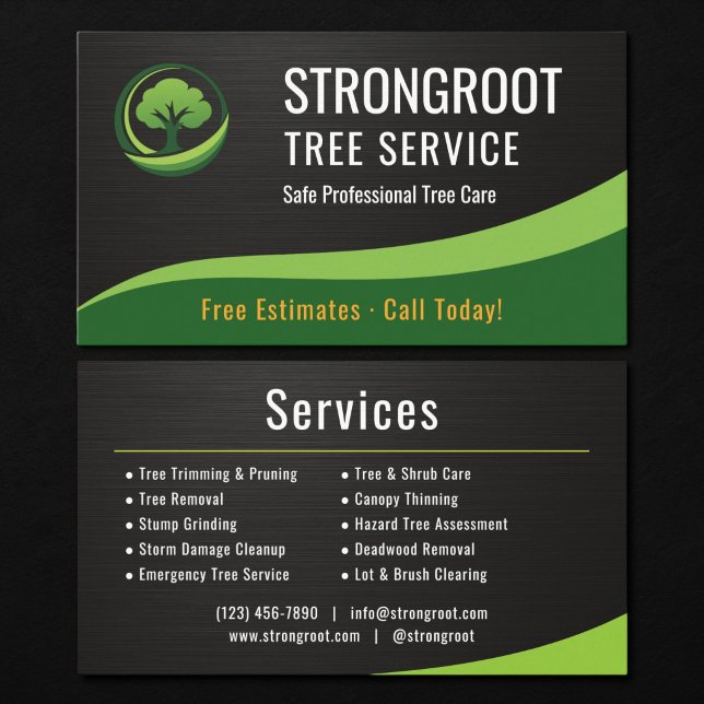 Carte De Visite Tree Service Arborist Metallic (Créateur téléchargé)