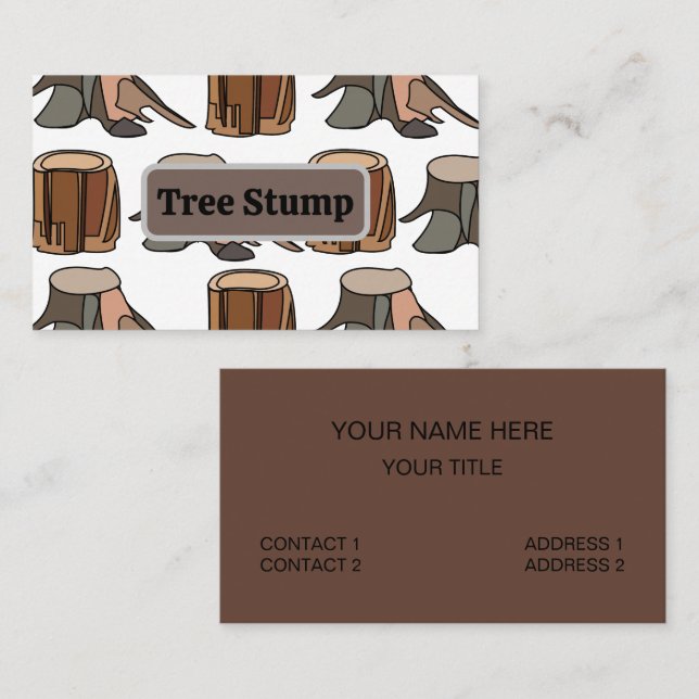Carte De Visite Tree Stump Arborist Tree Surgeon Tree Service (Devant / Derrière)