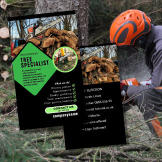 Carte De Visite Tree Surgeon Business Card | Arborist & Tree Care 