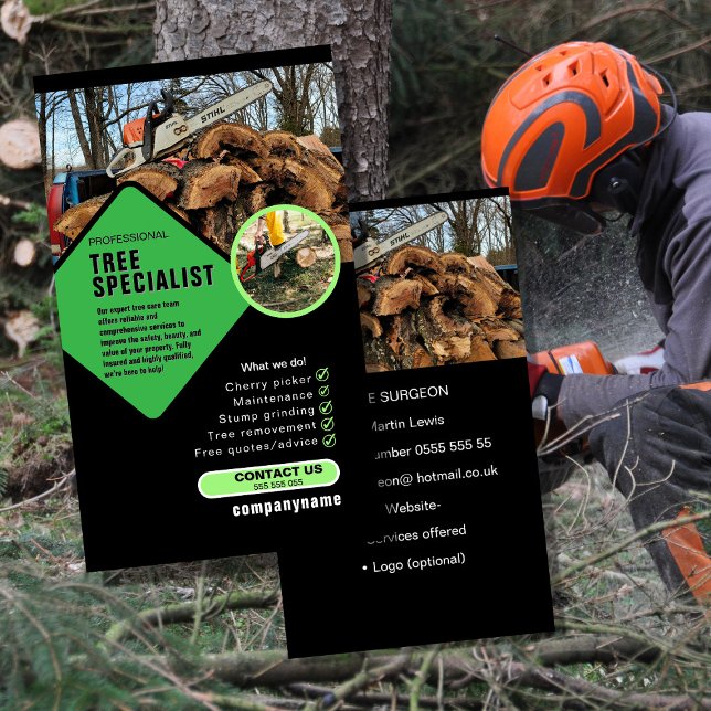 Carte De Visite Tree Surgeon Business Card | Arborist & Tree Care  (Créateur téléchargé)