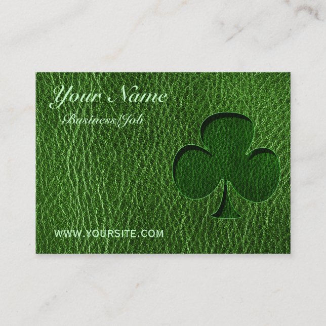 Carte De Visite Trèfle irlandais simili cuir (Devant)