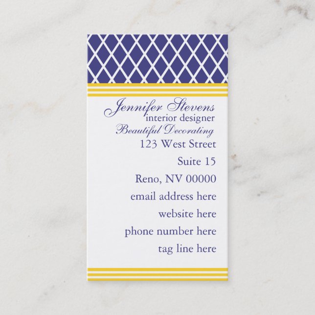 Carte De Visite treillis Preppy Navy (Devant)