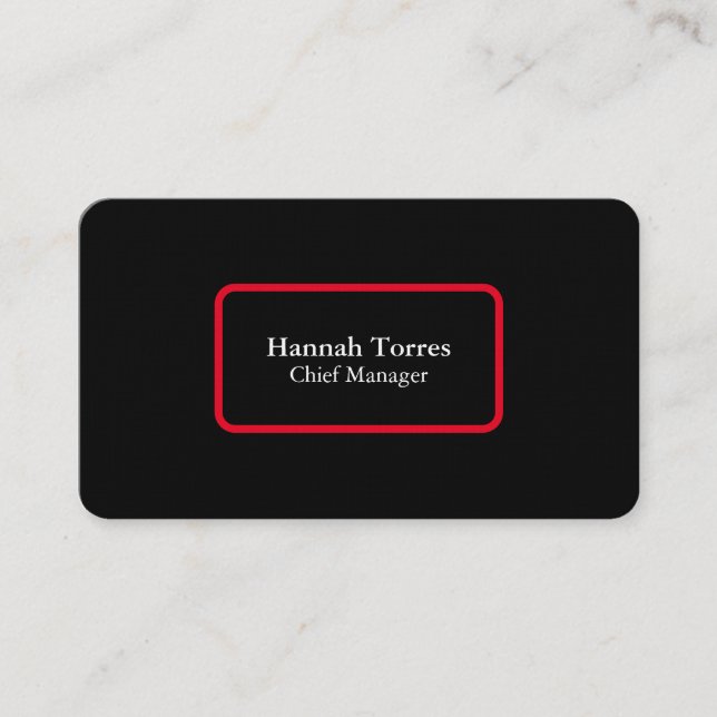 Carte De Visite Trendy Black & Red Plain Créatif Moderne (Devant)