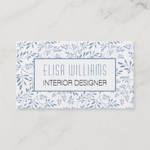 Carte De Visite Trendy bleu feuille poussiéreux motif floral et ca