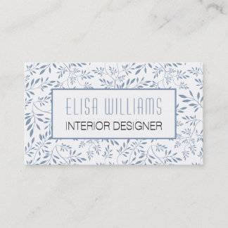 Carte De Visite Trendy bleu feuille poussiéreux motif floral et ca