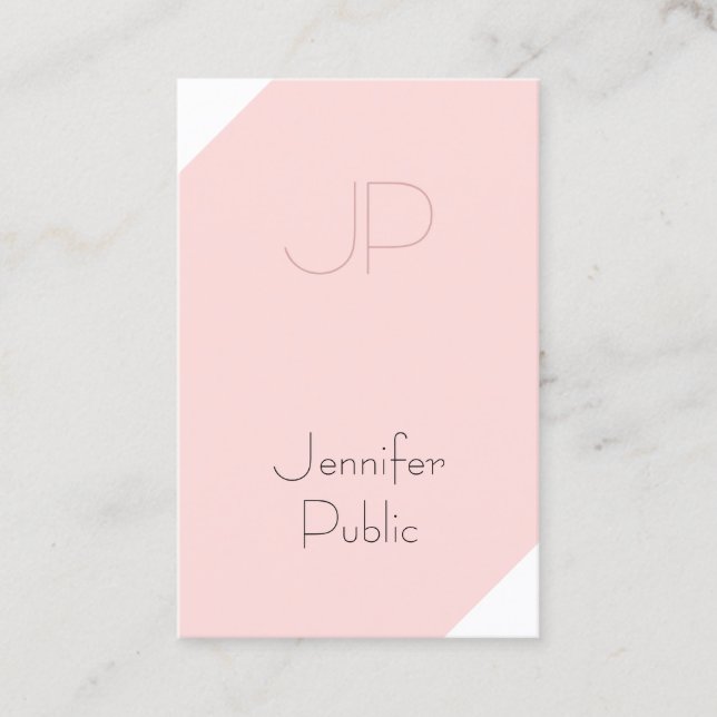 Carte De Visite Trendy Blush Rose Créatif Monogramme Propre Luxe (Devant)