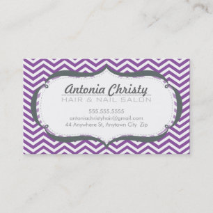 Carte De Visite TRENDY chevron moderne motif violet violet gris vi