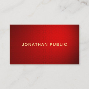 Carte De Visite Trendy Elegant Red Damask Gold Text Professional