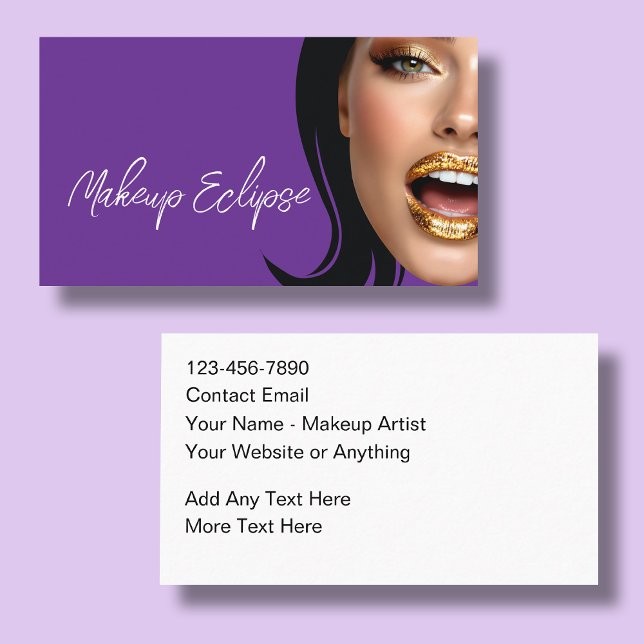 Carte De Visite Trendy Glitzy Makeup Artist Business Cards (Créateur téléchargé)