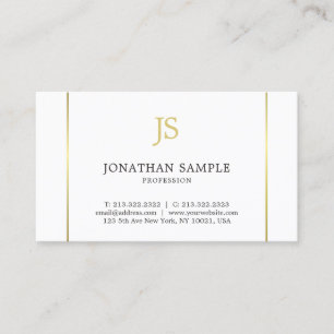 Carte De Visite Trendy Gold Striped Moderne Monogrammed Plain