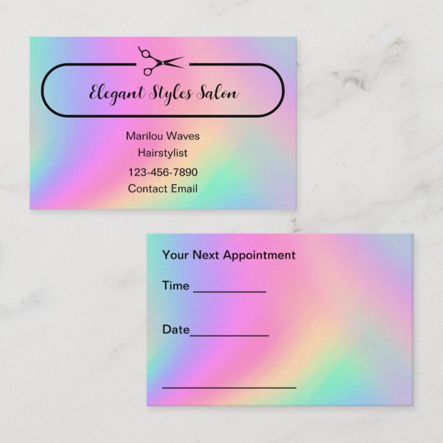 Carte De Visite Trendy Hairstylist Appointment Business Cards (Devant / Derrière)