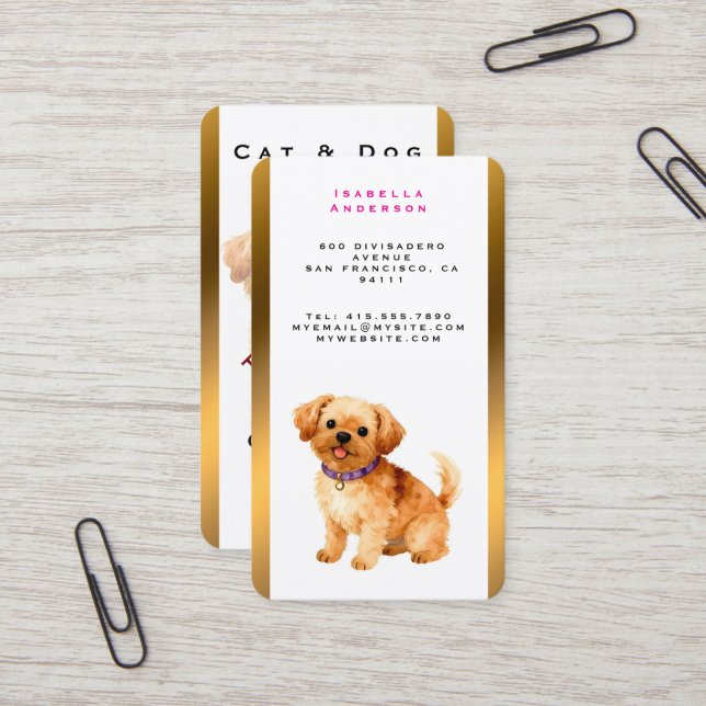 Carte De Visite Trendy Luxury Grooming Dog Personalized Collection (Devant/Arrière en situation)