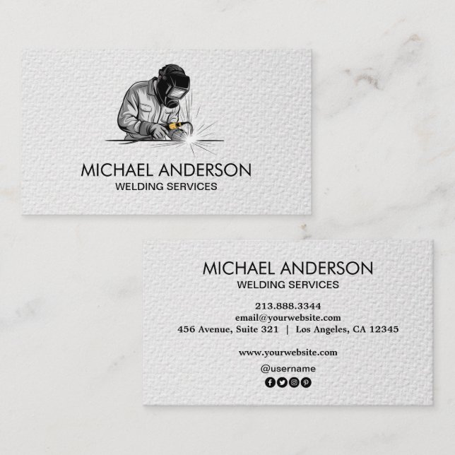 Carte De Visite Trendy Metal Welding Fabrication Contractor Welder (Devant / Derrière)