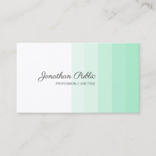 Carte De Visite Trendy Mint Green White manuscrit Nom du script