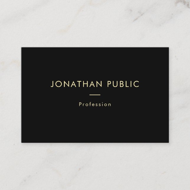 Carte De Visite Trendy Modern Elegant Gold Nom Modèle noir (Devant)