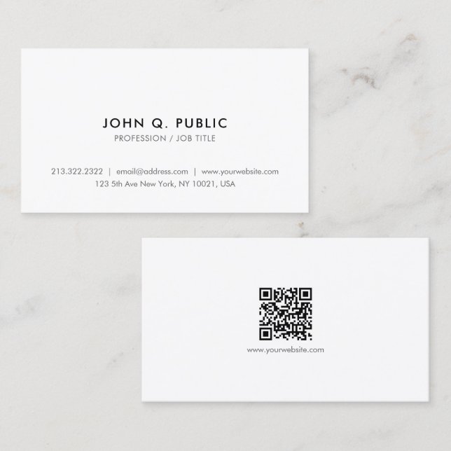 Carte De Visite Trendy Modern Elegant Simple Professional QR Code (Devant / Derrière)