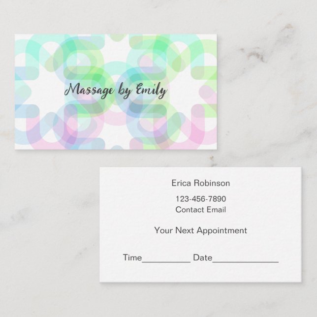Carte De Visite Trendy Modern Massage Appointment Business Cards  (Devant / Derrière)