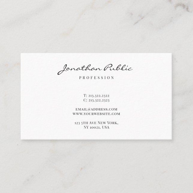Carte De Visite Trendy Modern Sleek Minimalist Template Script (Devant)