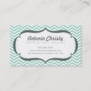 Carte De Visite TRENDY moderne chevron motif vert menthe pâle gris