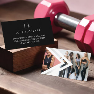 Carte De Visite Trendy Personal Fitness Trainer 2 Photo Monogramme
