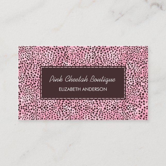 Carte De Visite Trendy Pink Cheetah Imprimer Boutique Girly Beauty (Devant)