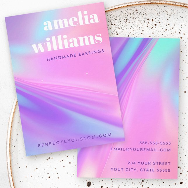 Carte De Visite Trendy pink purple gradient earring display card (Trendy pink purple gradient earring display card)