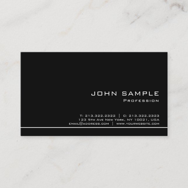 Carte De Visite Trendy professionnel moderne noir blanc Semi brill (Devant)