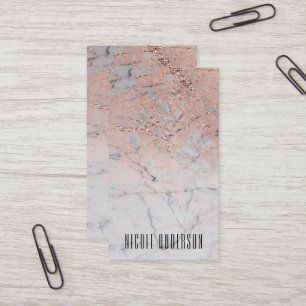 Carte De Visite Trendy Rose or rose moderne marbre glam chic