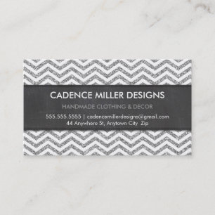 Carte De Visite TRENDY STRIPE chevron argent parties scintillant t