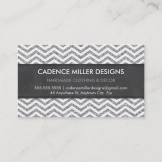 Carte De Visite TRENDY STRIPE chevron argent parties scintillant t