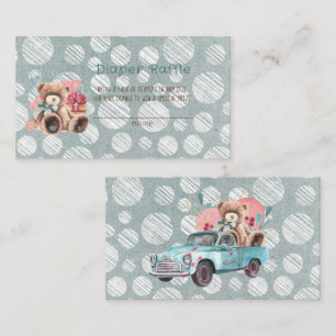 Carte De Visite Trendy Teddy Bear Hearts Diaper Raffle