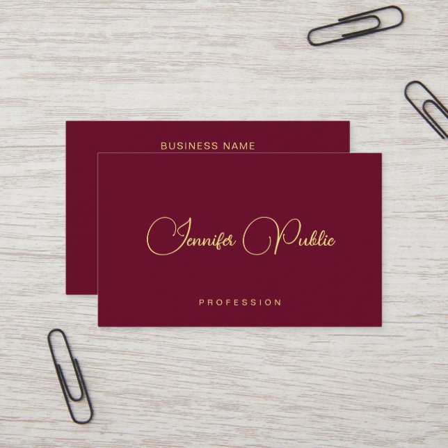 Carte De Visite Trendy Template Gold Text Calligraphy Luxurious (Devant/Arrière en situation)