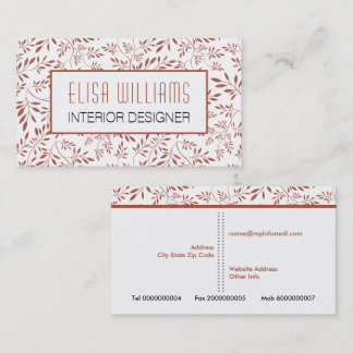 Carte De Visite Trendy terre cuite feuille motif et cadre fleuris