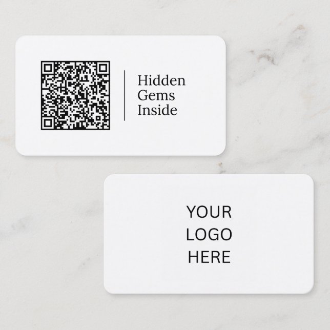 Carte De Visite Trésors Cachés À l'Intérieur | Code QR & Logo pers (Devant / Derrière)