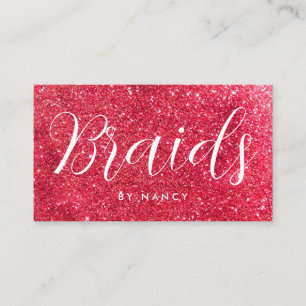 Carte De Visite Tresses Typographie Rouge Parties scintillant or