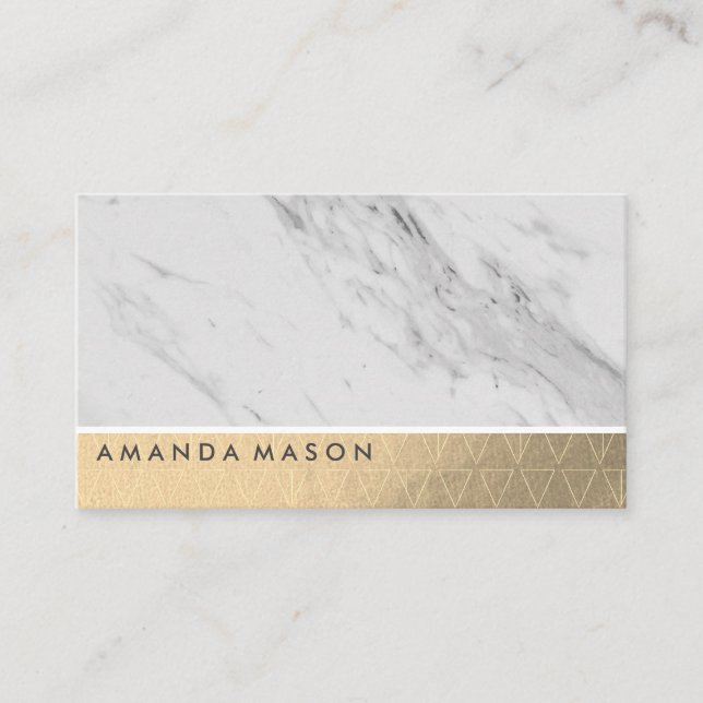 Carte De Visite Triangle Motif Gold Foil | Marbre (Devant)