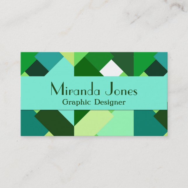 Carte De Visite Triangles Abstraits modernes, Emerald Green et Aqu (Devant)