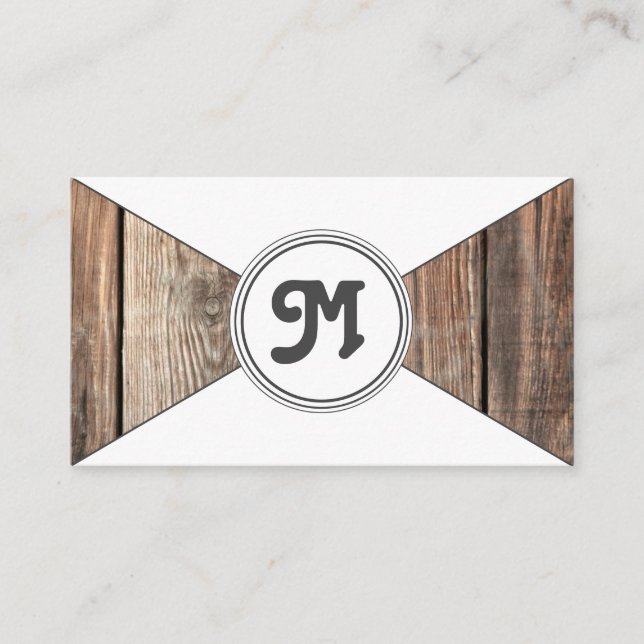 Carte De Visite Triangles blancs en bois organique monogramme (Devant)
