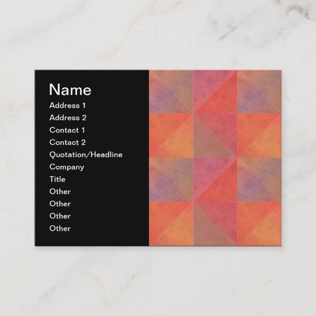 Carte De Visite Triangles d'aquarelle géométriques orange rose rou (Devant)
