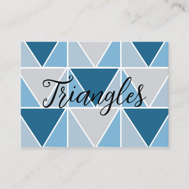 Carte De Visite Triangles géométriques gris bleu (Devant)