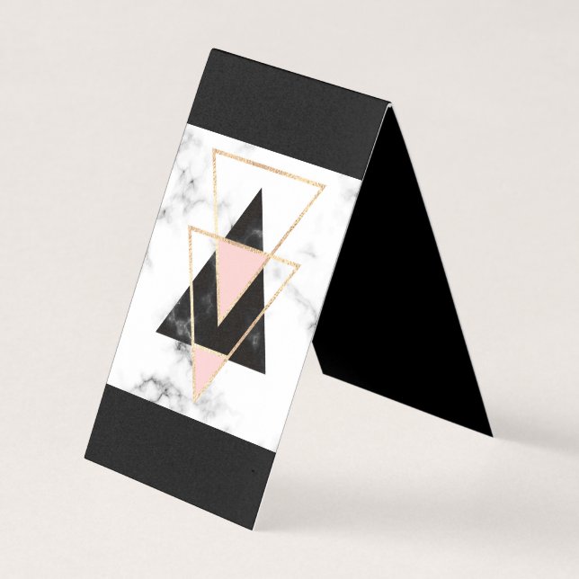 Carte De Visite Triangles, or, noir, rose, marbres, collage, moder (Devant)
