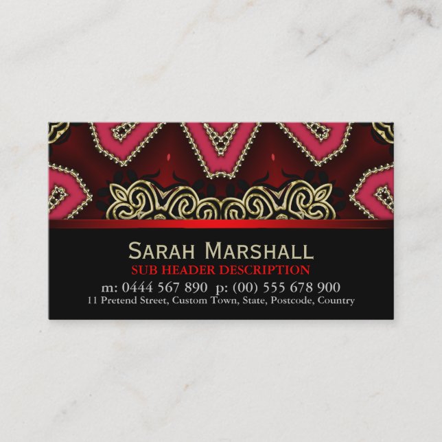 Carte de visite Tribal Rouge+Noir avec logo (Devant)