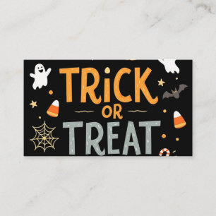 carte de visite trick or treat soirée d'Halloween