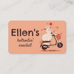 Carte De Visite Tricot au crochet scooter mouton laine filée à la