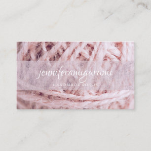 Carte De Visite Tricot Crochet Artisanal Fait Main Fil Rose