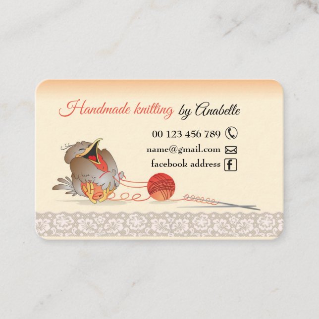 Carte De Visite Tricot fait main (Devant)