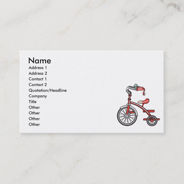 Carte De Visite tricycle rétro (Devant)