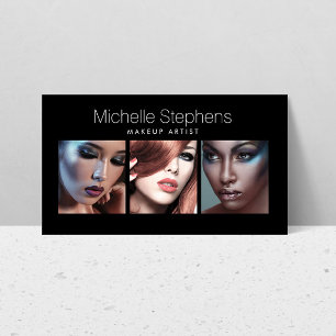 Carte De Visite Trio photo moderne pour artistes maquillage Noir