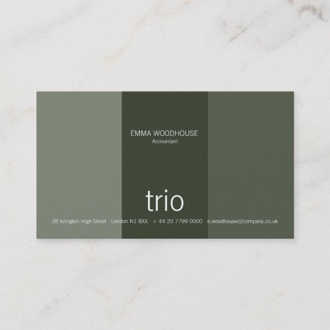 Carte De Visite Trio vert-foncé et vert de mer (Devant)